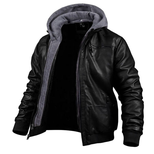 BENJAMIN 2.0 - Premium Leder Winter Jacke mit Kapuze
