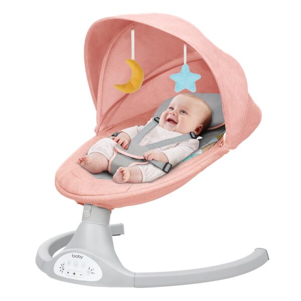 Bioby Babywippe Elektrisch (Rosa) – Entspannung & Komfort für Ihr Baby!