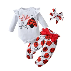 3Pcs Baby Mädchen Strampler Set