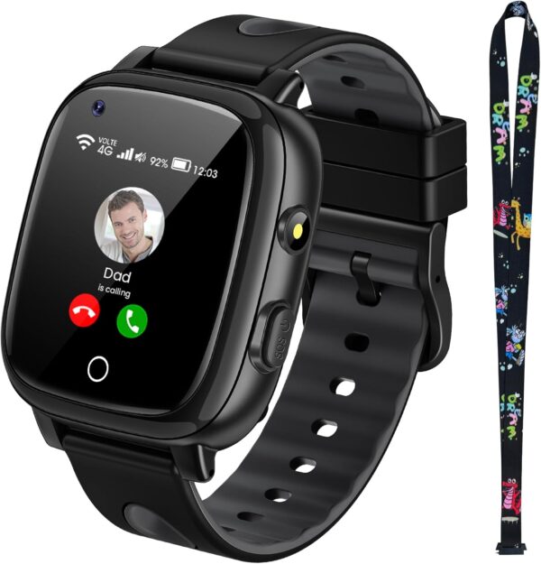 PIULAXIU 4G Smartwatch für Kinder –(Farbe: Schwarz)