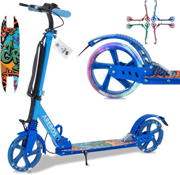 Arebos Cityroller mit LED – Blau